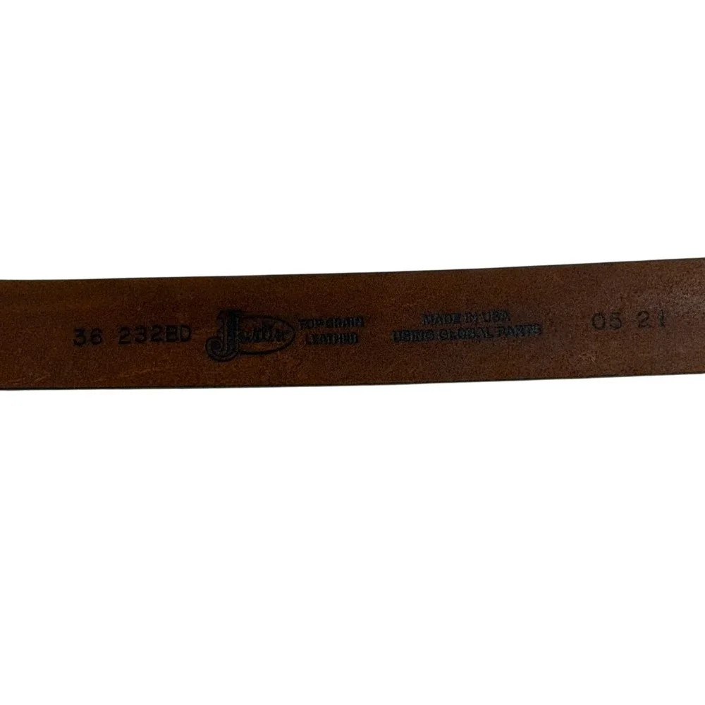 Justin Leather Belt Mens 36 Brown Top Grain Made in USA Western Workwear Rugged